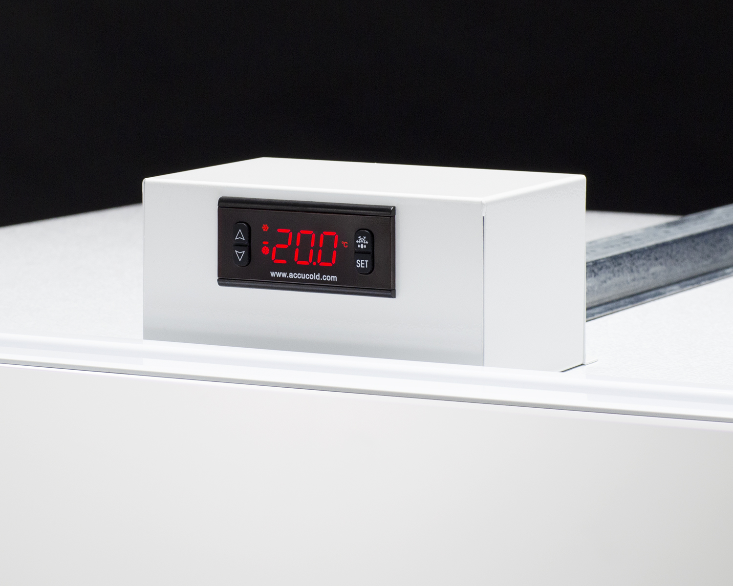 Upright frost-free freezer with factory-installed icemaker for general purpose storage with digital controls and white exterior finish